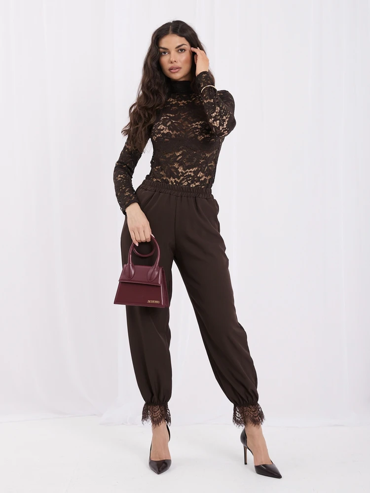 Italy Moda Kelnės-MI-SP-4426.76-ciemny ruda