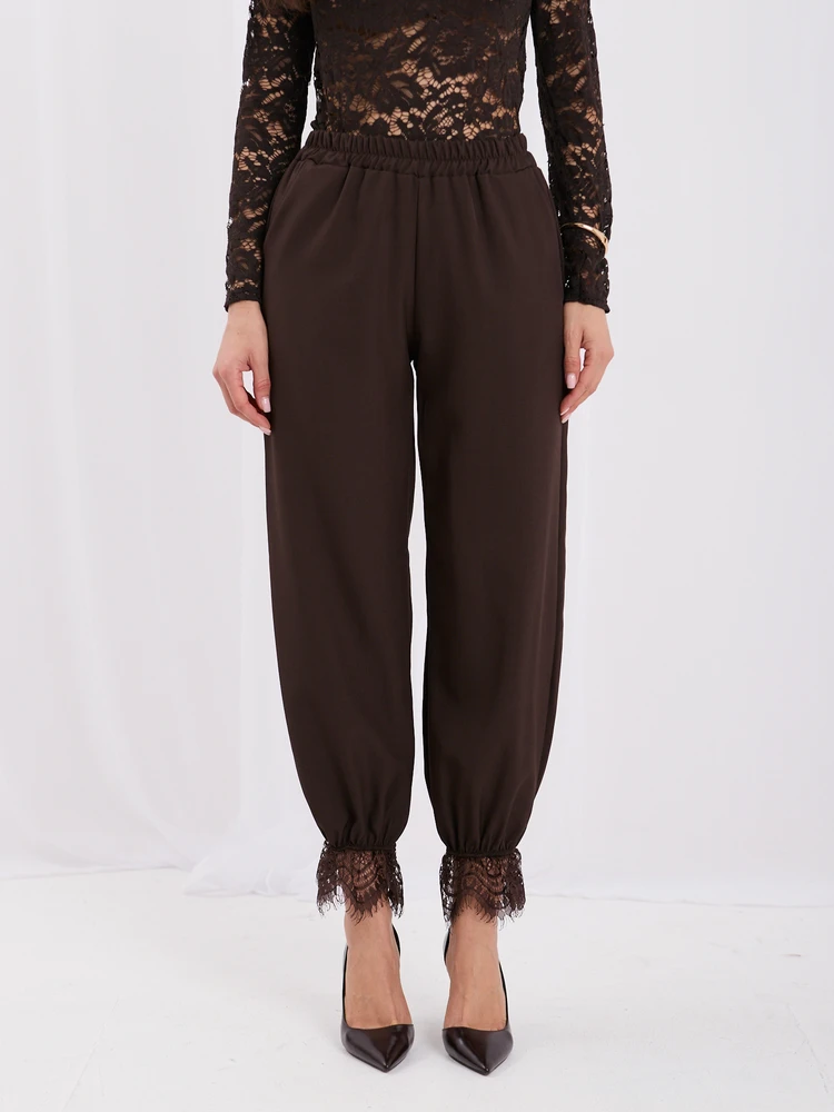 Italy Moda Kelnės-MI-SP-4426.76-ciemny ruda