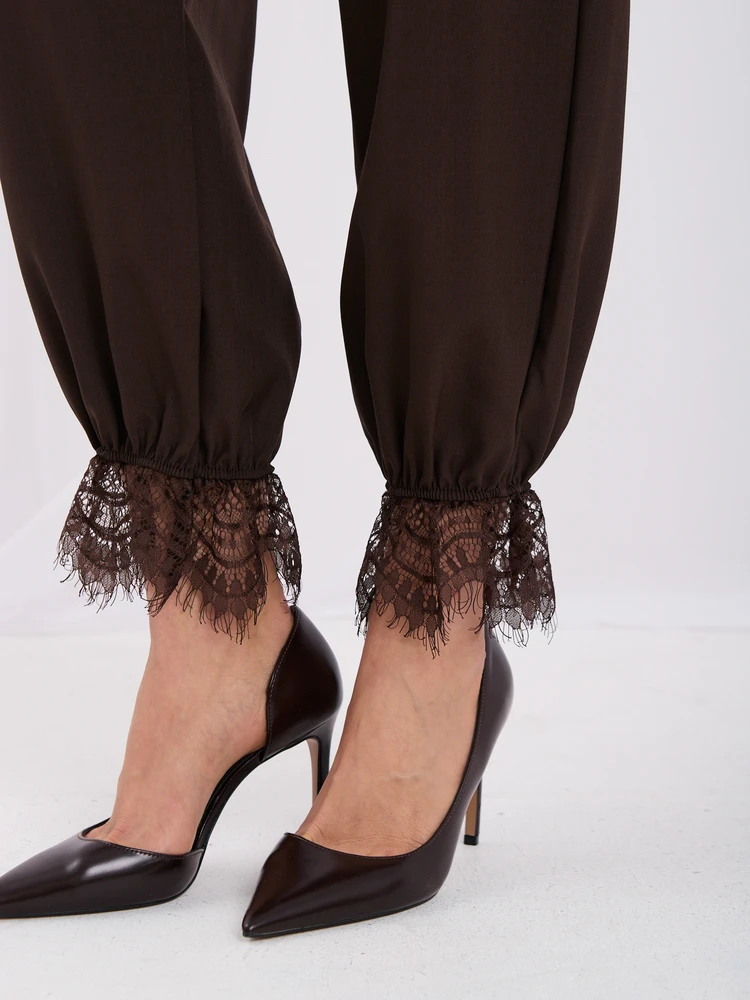 Italy Moda Kelnės-MI-SP-4426.76-ciemny ruda
