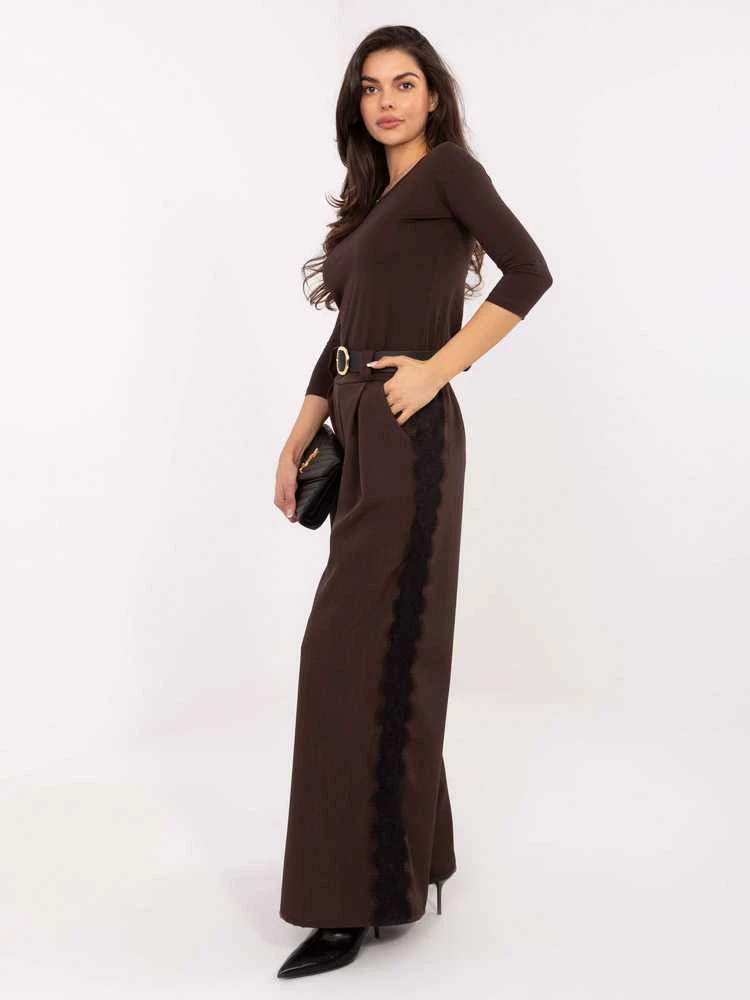 Italy Moda Kelnės-MI-SP-62440.56-ciemny ruda