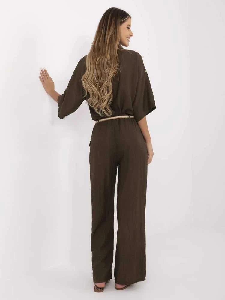 Italy Moda Kelnės-MI-SP-6560.73P-ciemny ruda