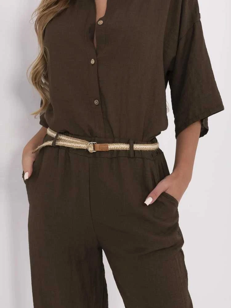 Italy Moda Kelnės-MI-SP-6560.73P-ciemny ruda