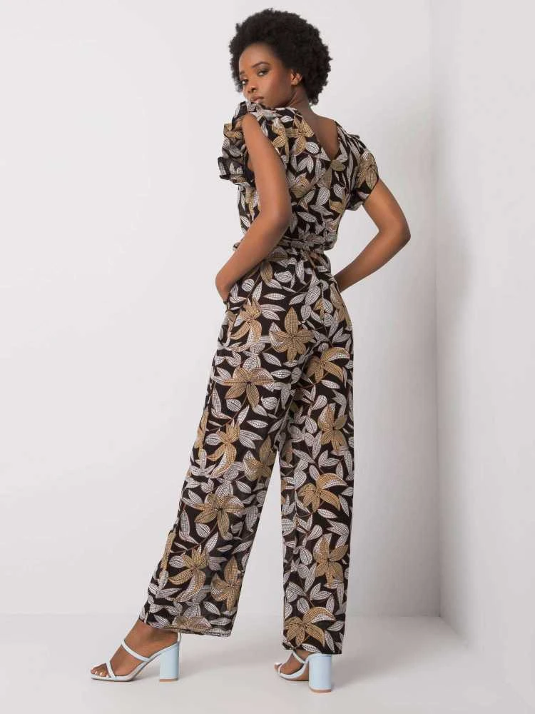 Italy Moda Kombinezonas moterims DHJ-KO-13568.13P-juodas-smėlio spalvos