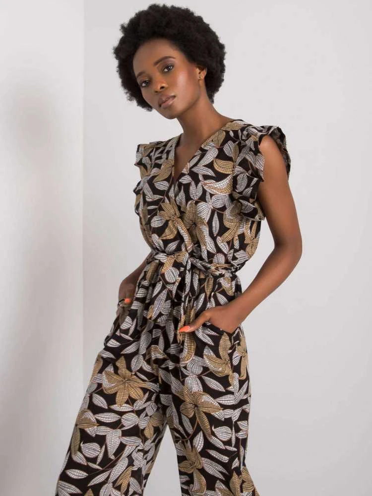 Italy Moda Kombinezonas moterims DHJ-KO-13568.13P-juodas-smėlio spalvos