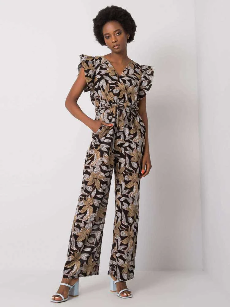 Italy Moda Kombinezonas moterims DHJ-KO-13568.13P-juodas-smėlio spalvos