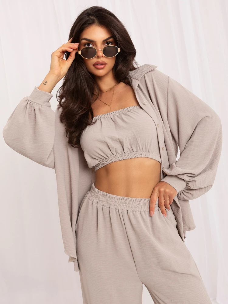 Italy Moda Laisvalaikio kostiumėlis moterims-MI-KMPL-A543817.98-ciemny bezowy