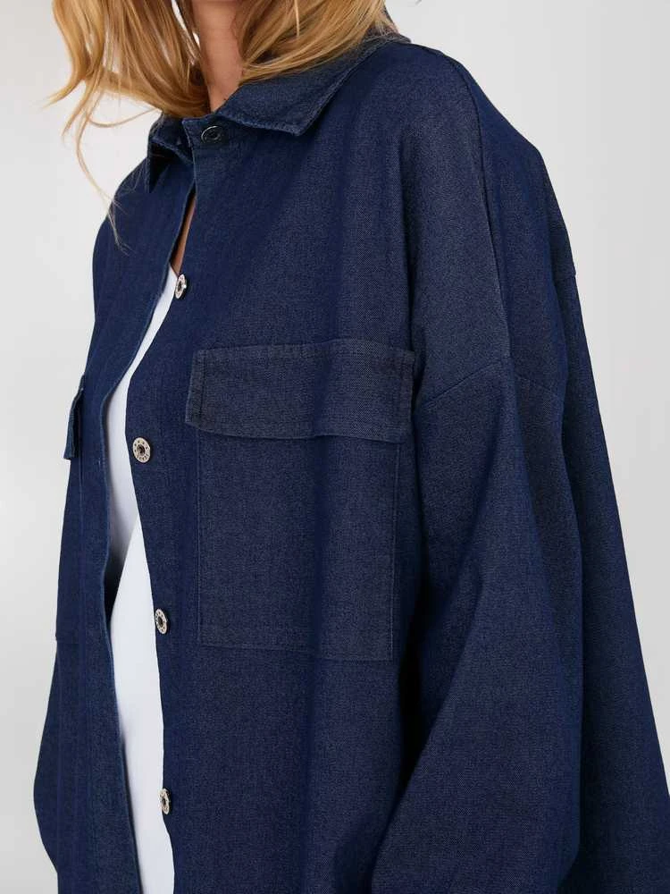 Italy Moda Koszula-IT-KS-FL9968.28-tamsiai mėlyna