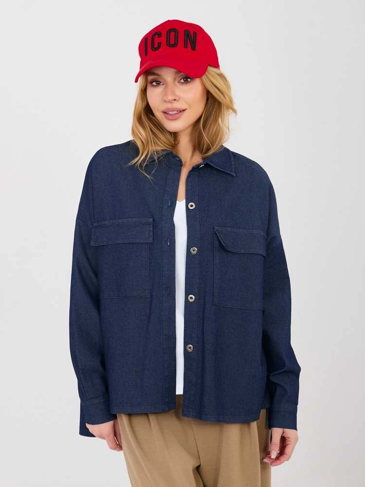 Italy Moda Koszula-IT-KS-FL9968.28-tamsiai mėlyna