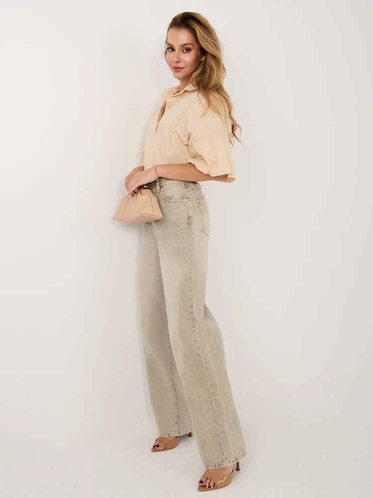 Italy Moda Koszula-MI-KS-3389A.90-jasny smėlio spalva