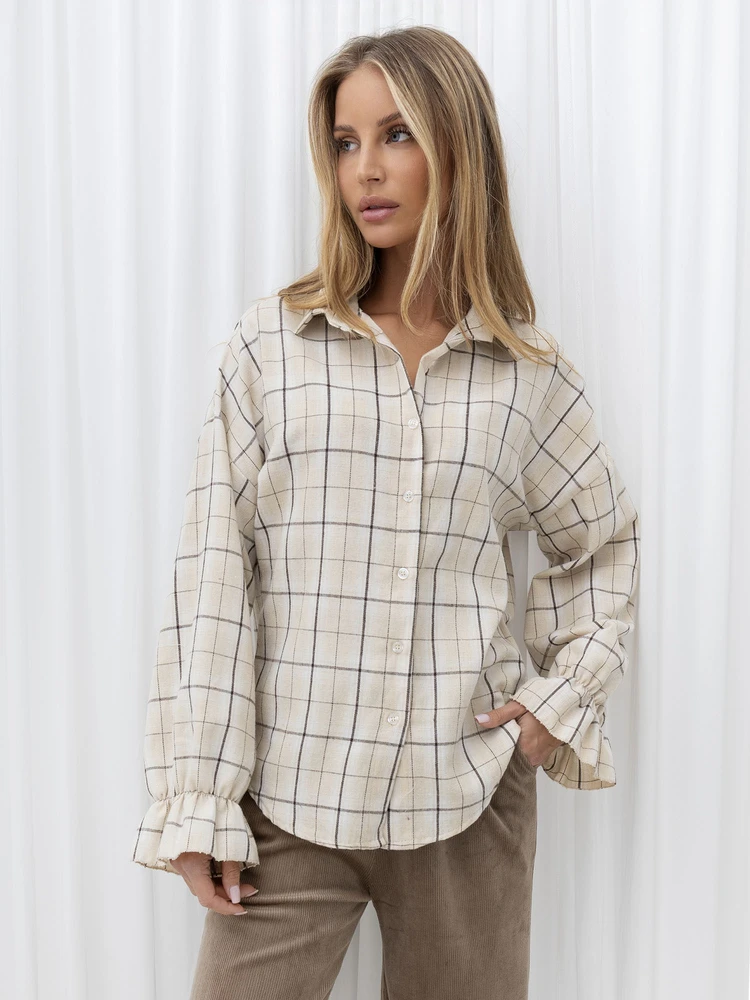 Italy Moda Koszula-MI-KS-4397.90-jasny smėlio spalva