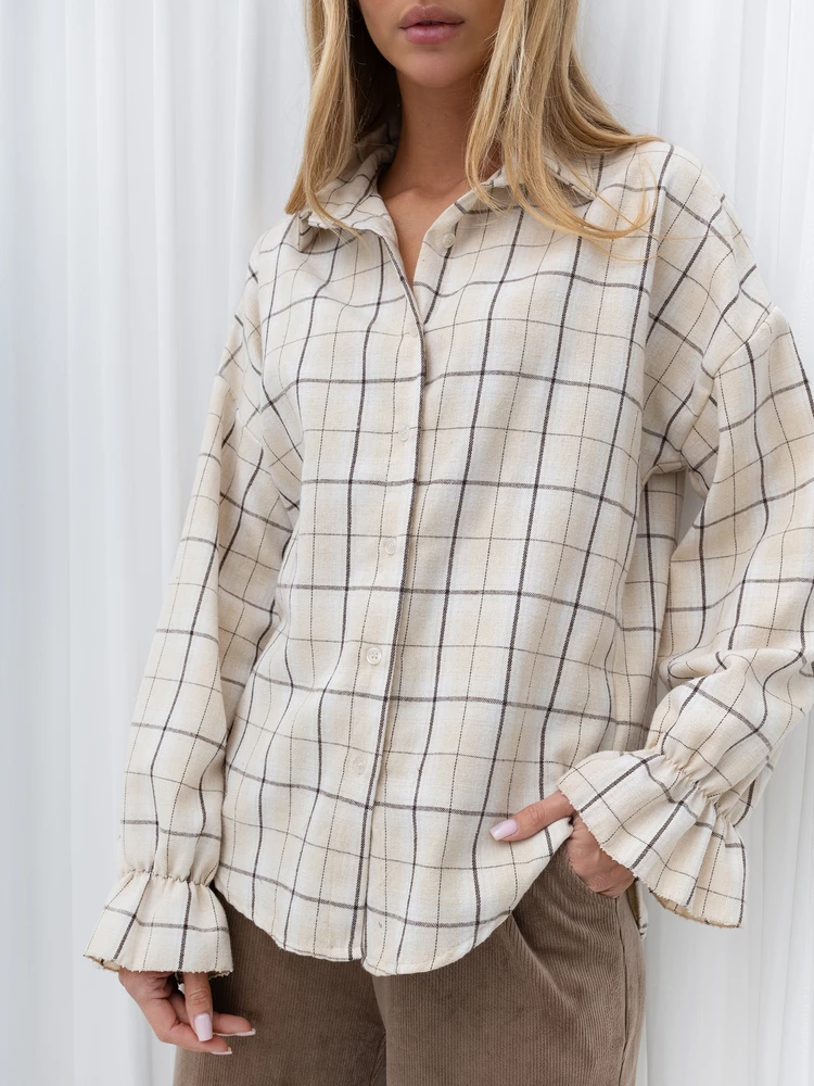 Italy Moda Koszula-MI-KS-4397.90-jasny smėlio spalva