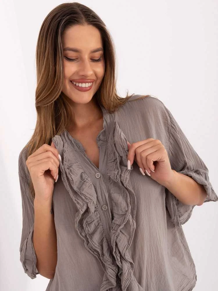 Italy Moda Koszula-MI-KS-92224.95-ciemny bezowy
