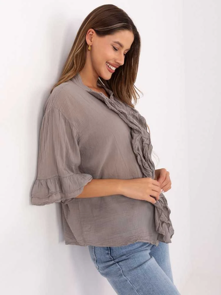 Italy Moda Koszula-MI-KS-92224.95-ciemny bezowy