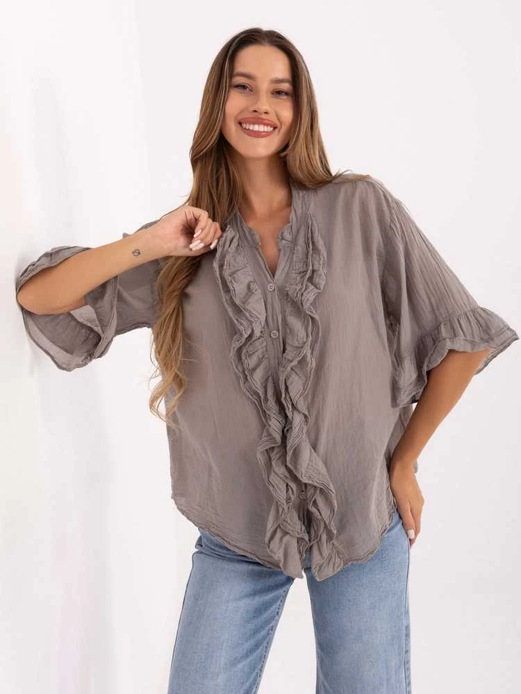 Italy Moda Koszula-MI-KS-92224.95-ciemny bezowy