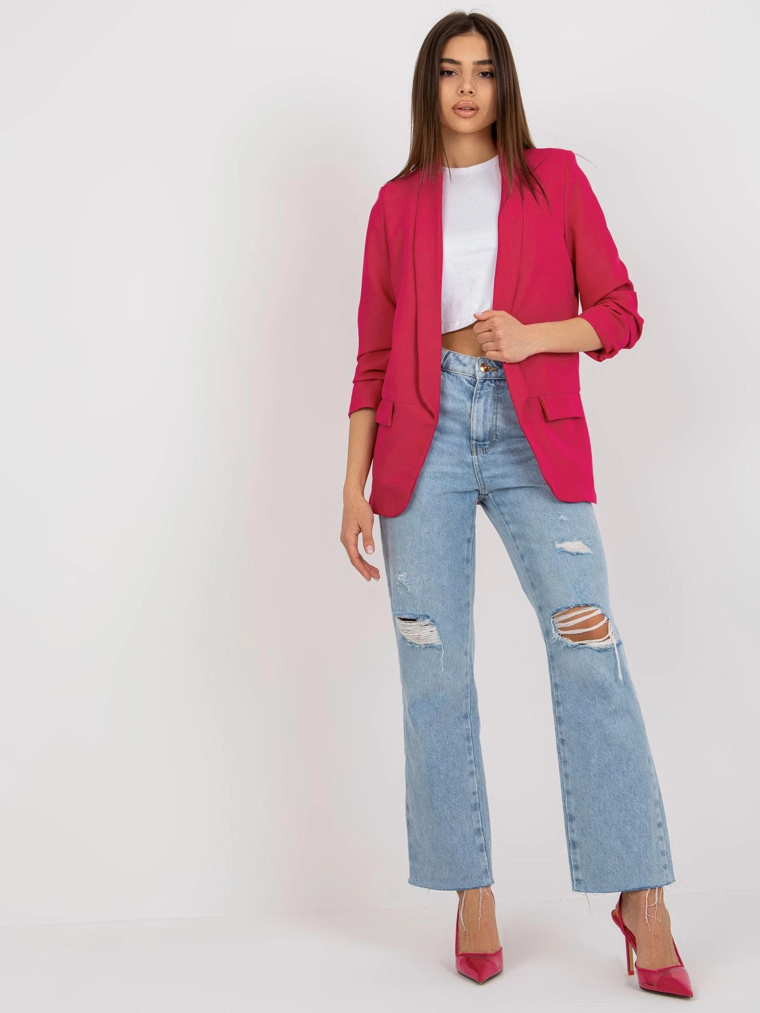 Italy Moda Švarkas moterims DHJ-MA-7684.15P-ciemny rožinė