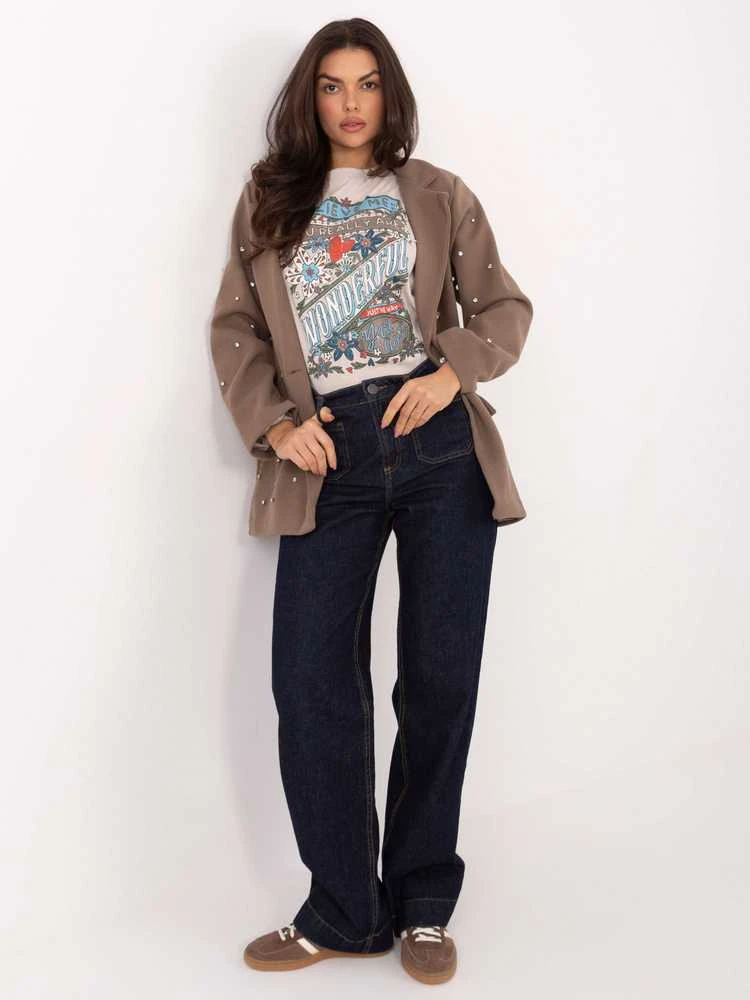 Italy Moda Švarkas moterims IT-MA-18365.97-ciemny bezowy