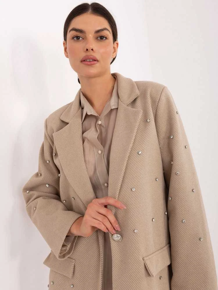 Italy Moda Švarkas moterims -IT-MA-18365.97-smėlio spalva