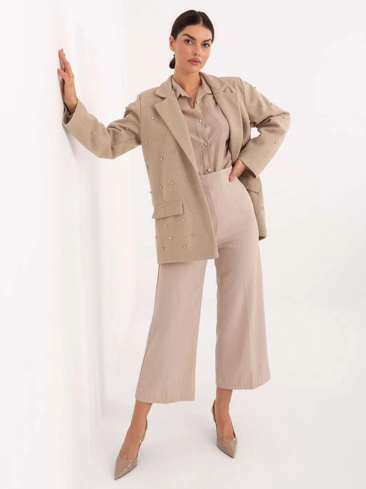 Italy Moda Švarkas moterims -IT-MA-18365.97-smėlio spalva