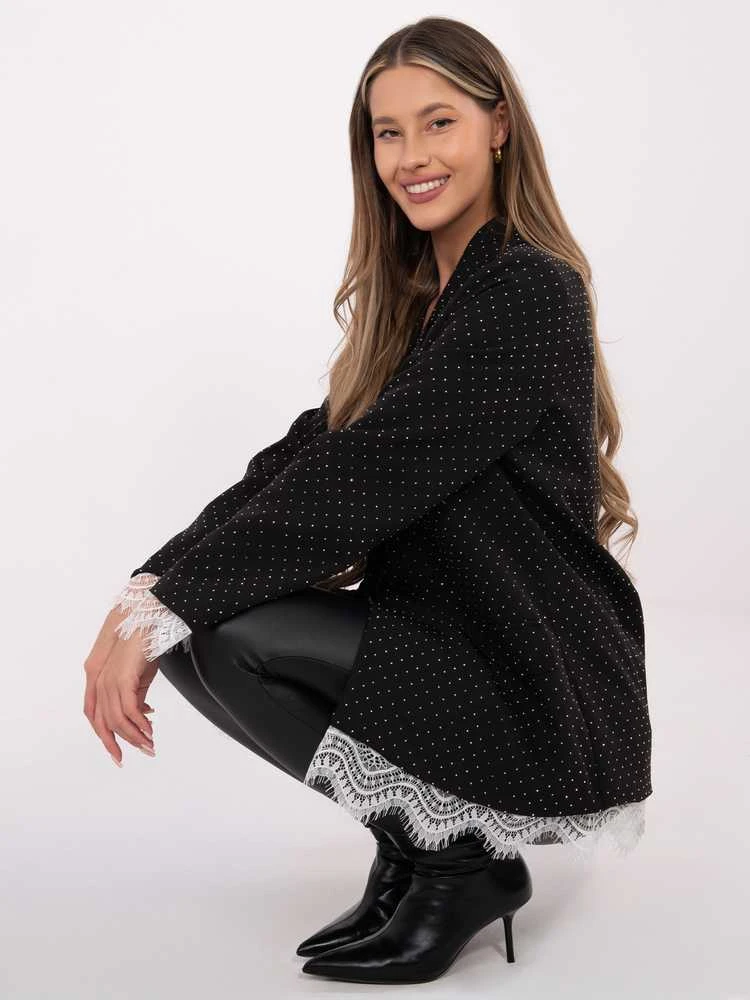 Italy Moda Švarkas moterims -IT-MA-FL9916-2.12P-juodai-sidabrinis