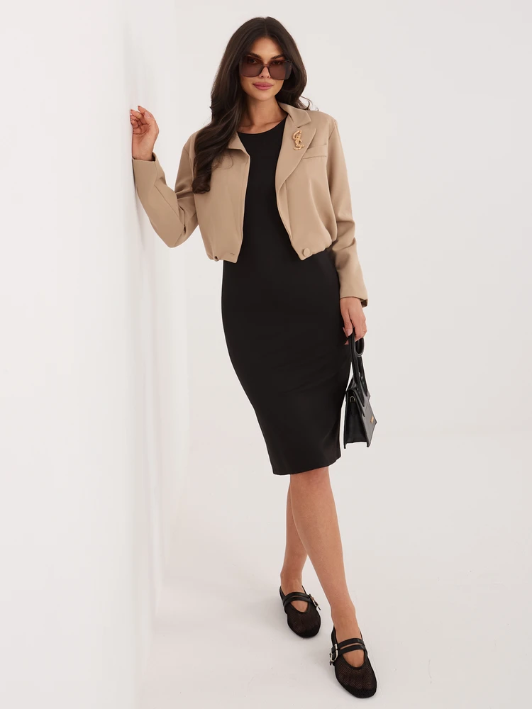 Italy Moda Marynarka-MI-MA-3232.90-ciemny bezowy