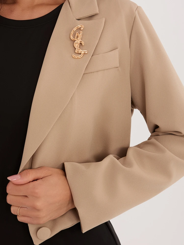 Italy Moda Marynarka-MI-MA-3232.90-ciemny bezowy
