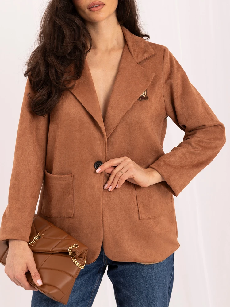 Italy Moda Marynarka-MI-MA-4207.59-camelowy