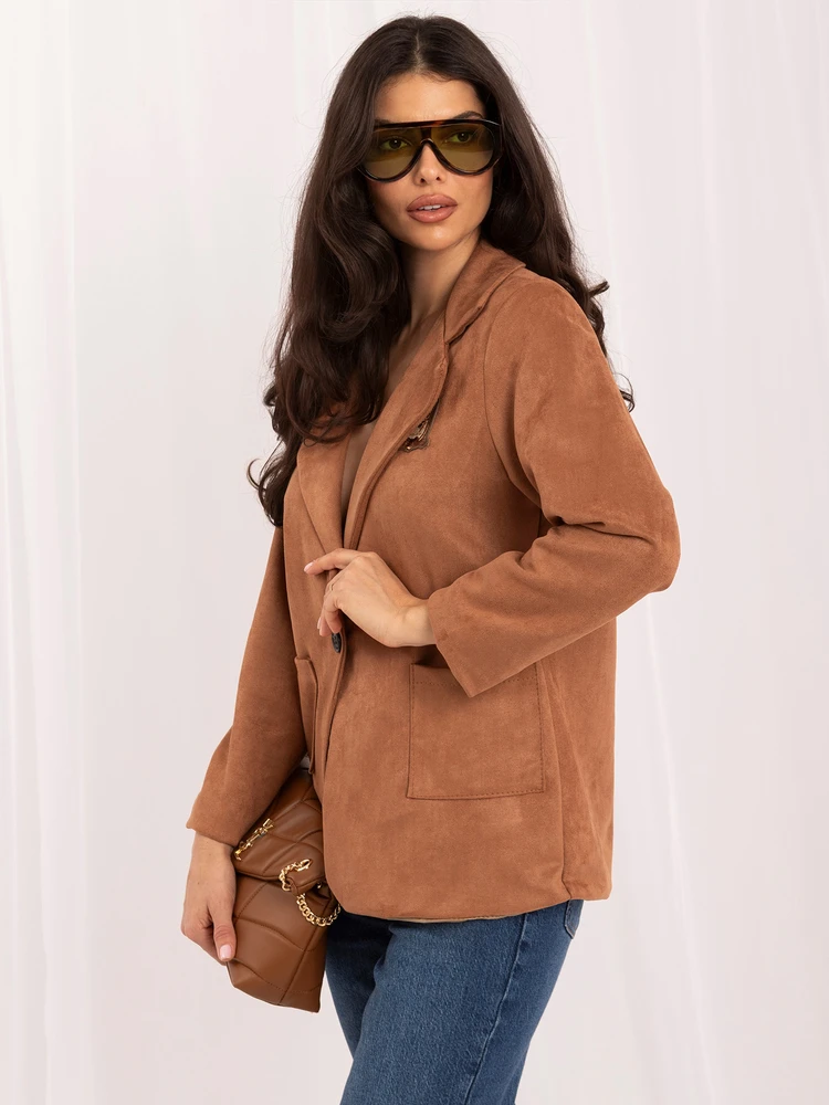 Italy Moda Marynarka-MI-MA-4207.59-camelowy