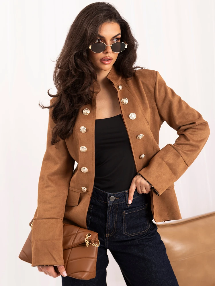 Italy Moda Marynarka-MI-MA-A342811.85-camelowy