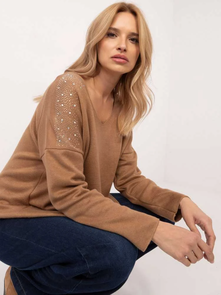 Italy Moda Megztinis-DHJ-SW-17690.21-camel