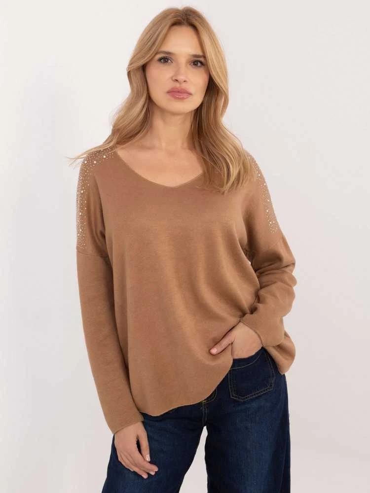 Italy Moda Megztinis-DHJ-SW-17690.21-camel