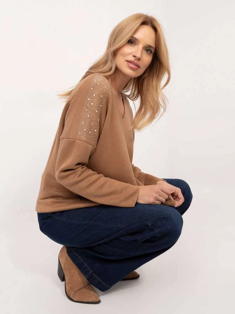 Italy Moda Megztinis-DHJ-SW-17690.21-camel