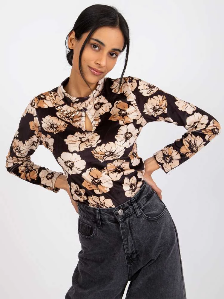 Italy Moda Palaidinė-DHJ-BZ-6291.56P-juoda-smėlio spalvos