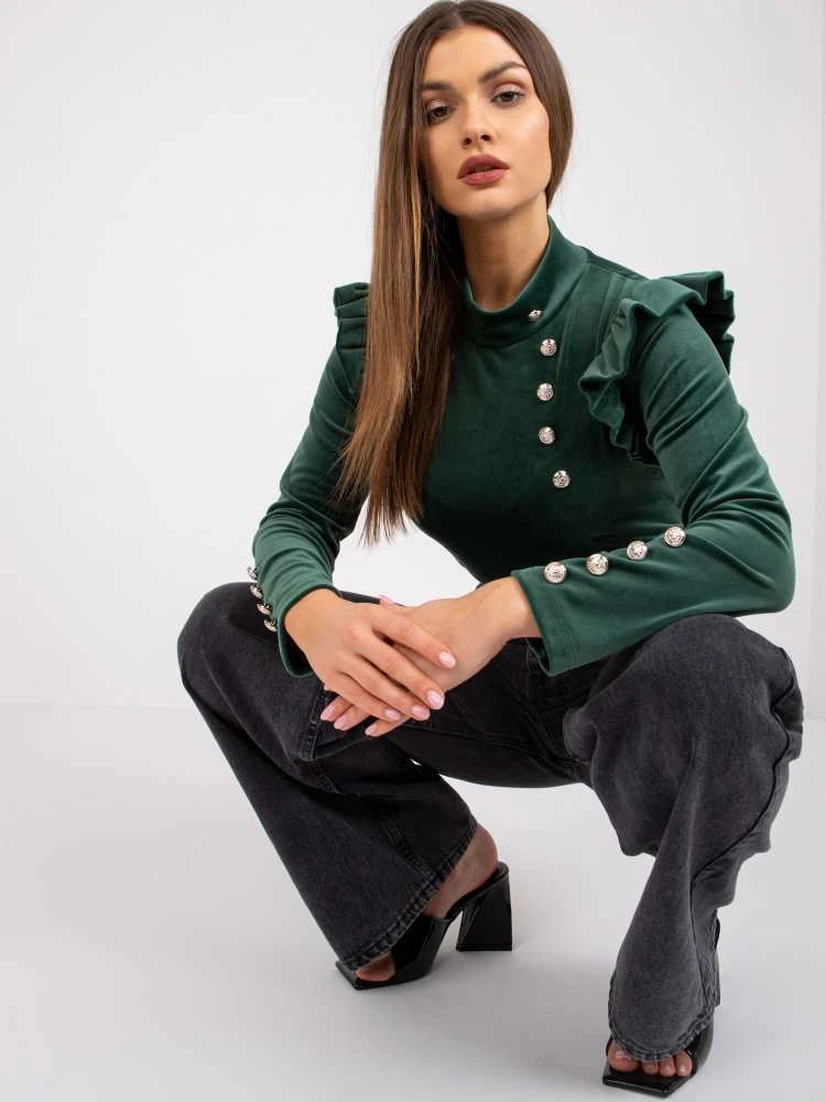 Italy Moda Palaidinė-DHJ-BZ-6533A.44P-tamsiai žalia