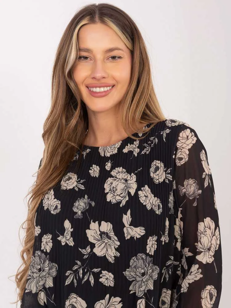 Italy Moda Palaidinė-DHJ-BZ-8643-1.37P-juoda-smėlio spalvos