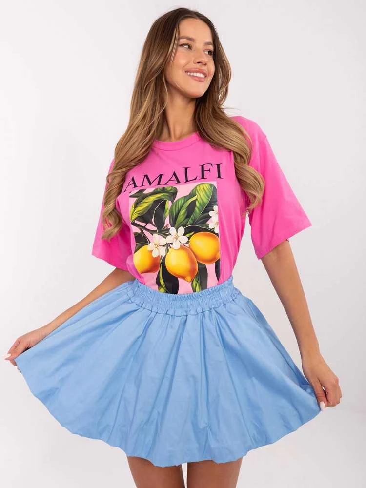 Italy Moda Sijonas-MI-SD-2547.24-šviesiai mėlynas