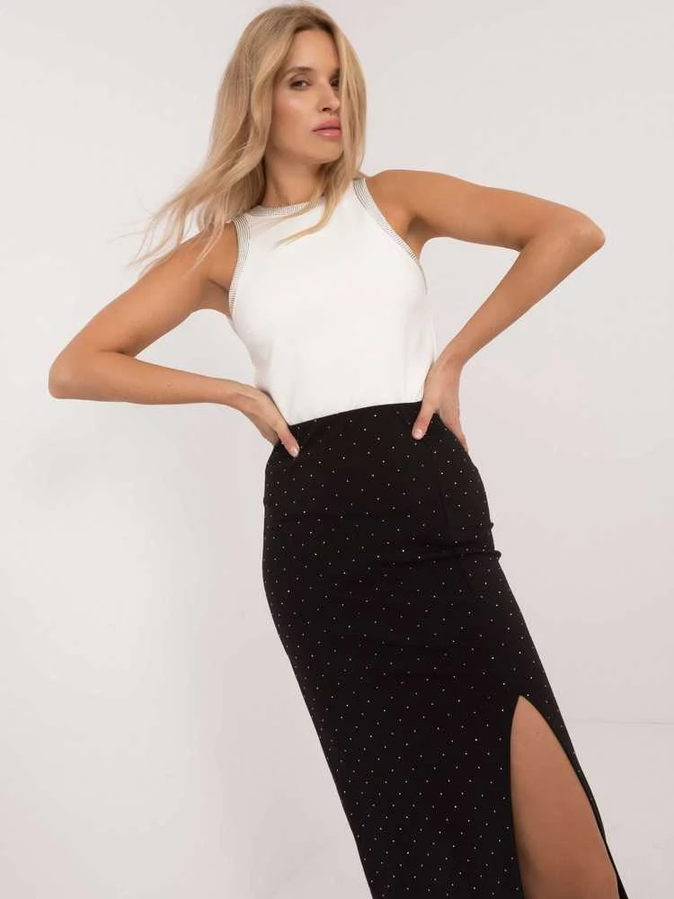 Italy Moda Sijonas-MI-SD-25999.73-juodas-sidabras