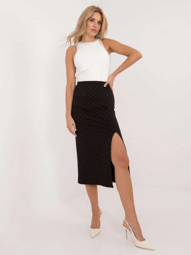 Italy Moda Sijonas-MI-SD-25999.73-juodas-sidabras