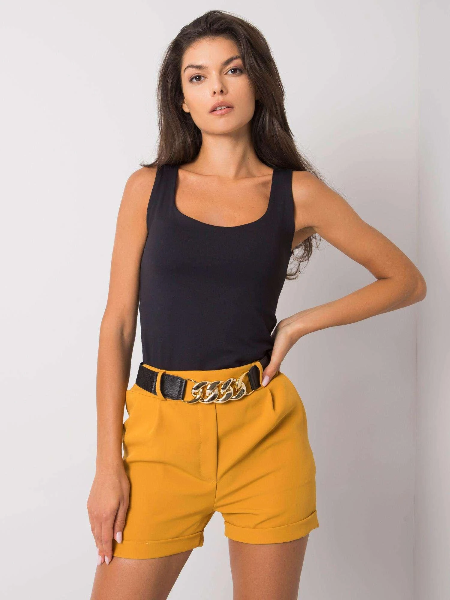 Italy Moda Šortai-DHJ-SN-13186.03P-tamsiai geltoni