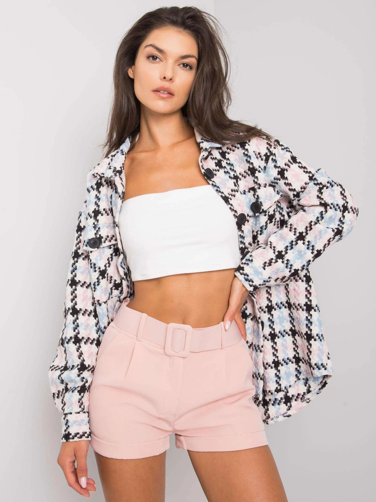 Italy Moda Šortai-DHJ-SN-13193.13P-šviesiai rožinės spalvos