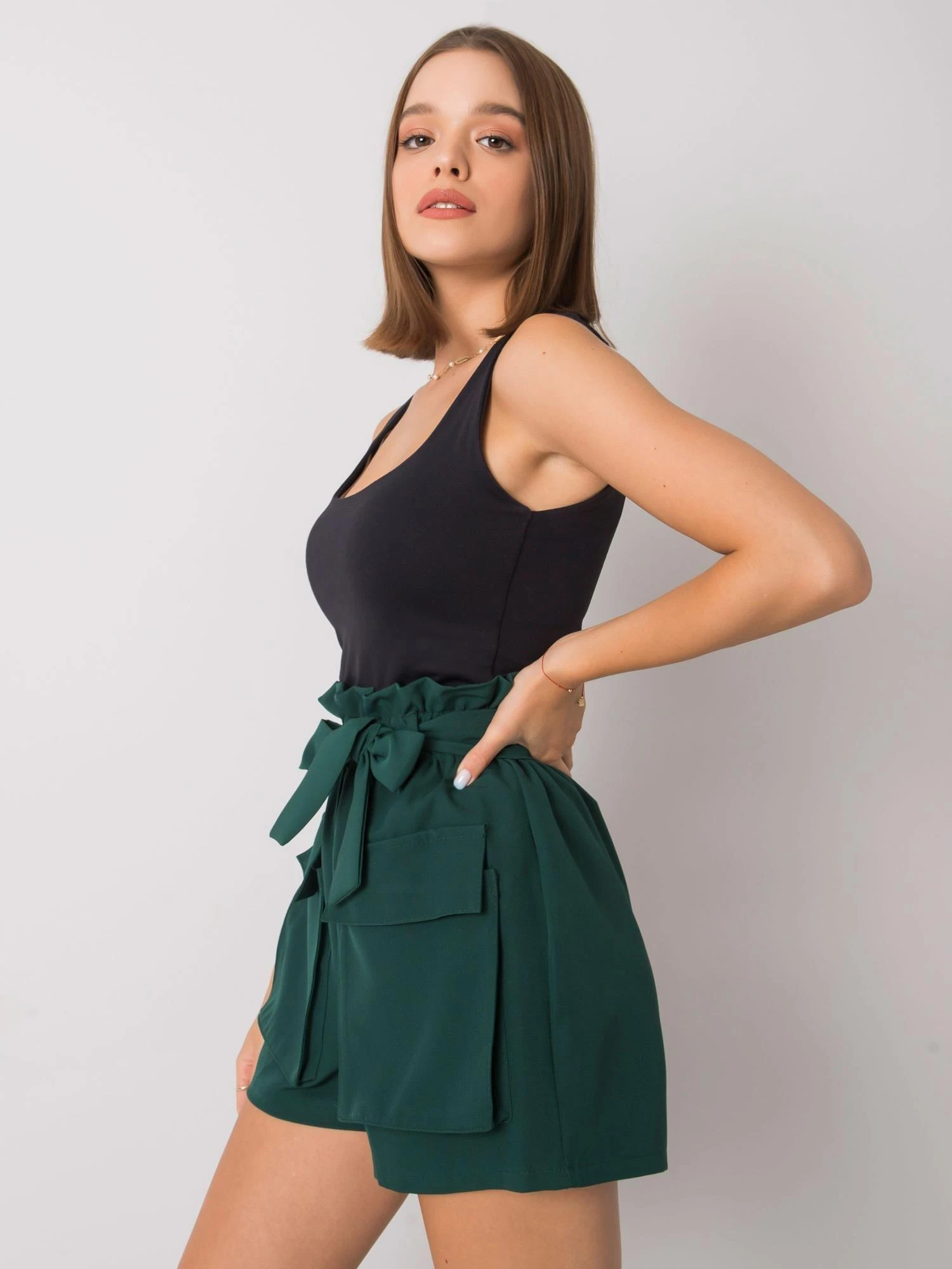Italy Moda Šortai-DHJ-SN-13295.76-tamsiai žalia