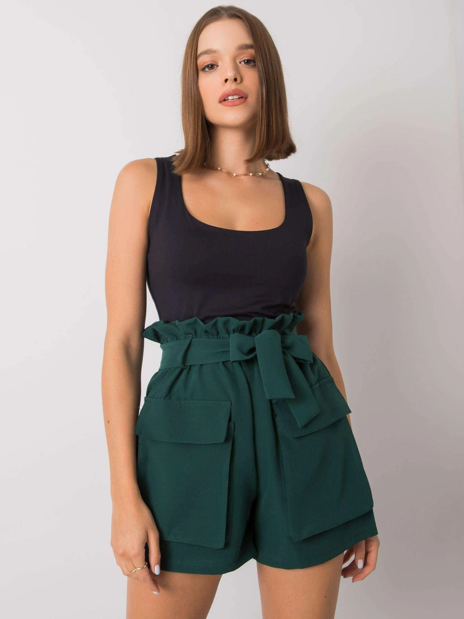 Italy Moda Šortai-DHJ-SN-13295.76-tamsiai žalia