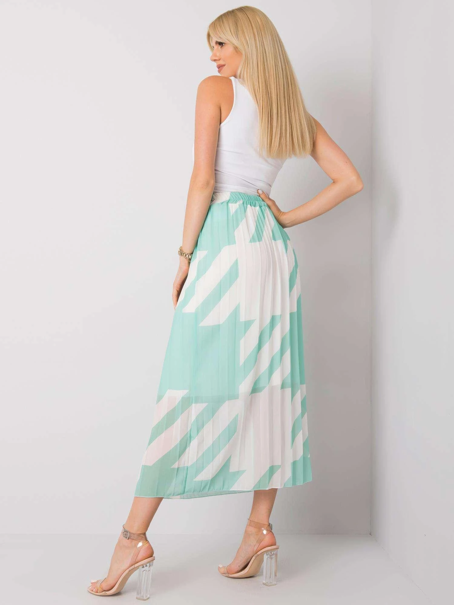 Italy Moda Spódnica-DHJ-SD-13325.73P-balta-žalia