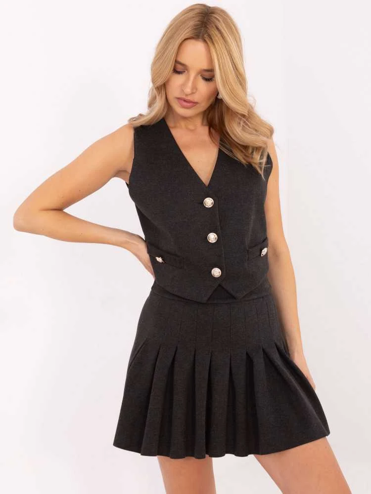 Italy Moda Spódnica-DHJ-SD-A8791.32-tamsiai pilka