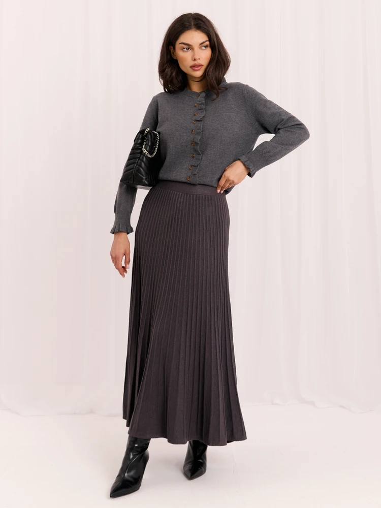 Italy Moda Spódnica-IR-SD-G9614.16-ciemny pilka