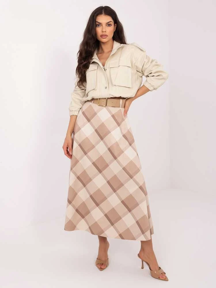 Italy Moda Spódnica-IT-SD-23296-1.85-smėlio spalva