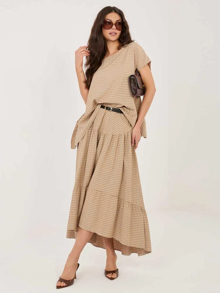 Italy Moda Spódnica-IT-SD-FL10325.01-camelowy