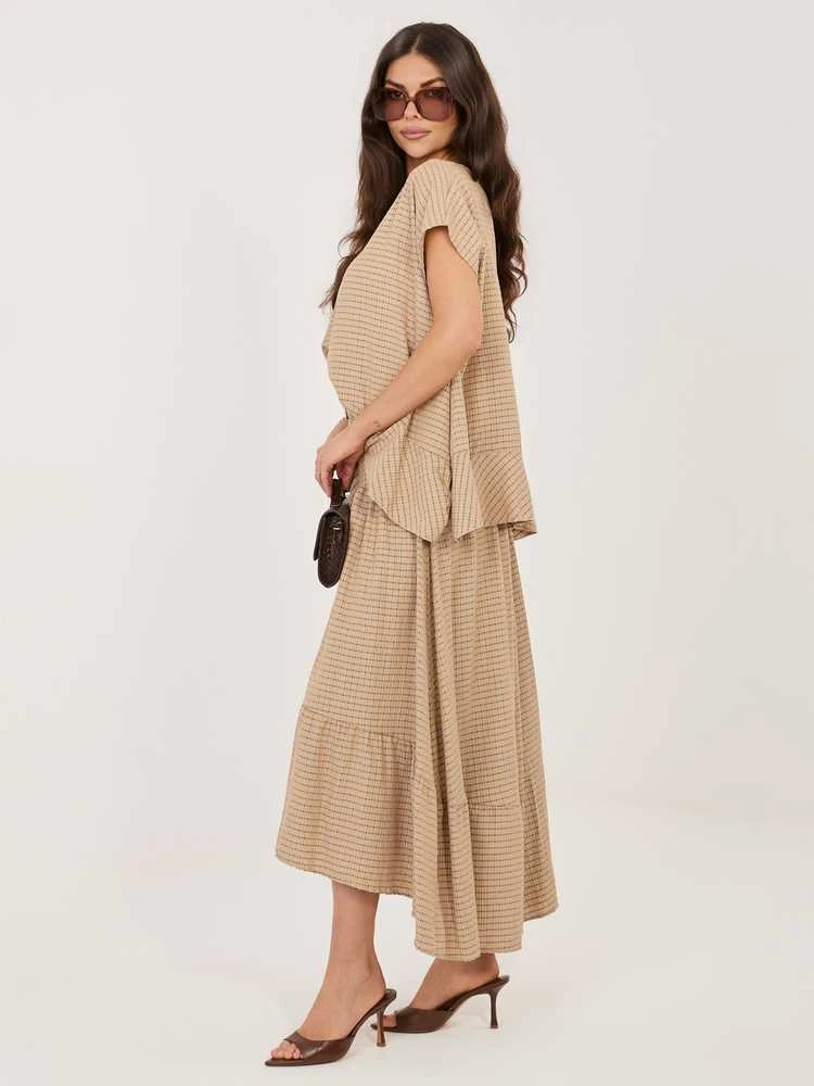 Italy Moda Spódnica-IT-SD-FL10325.01-camelowy