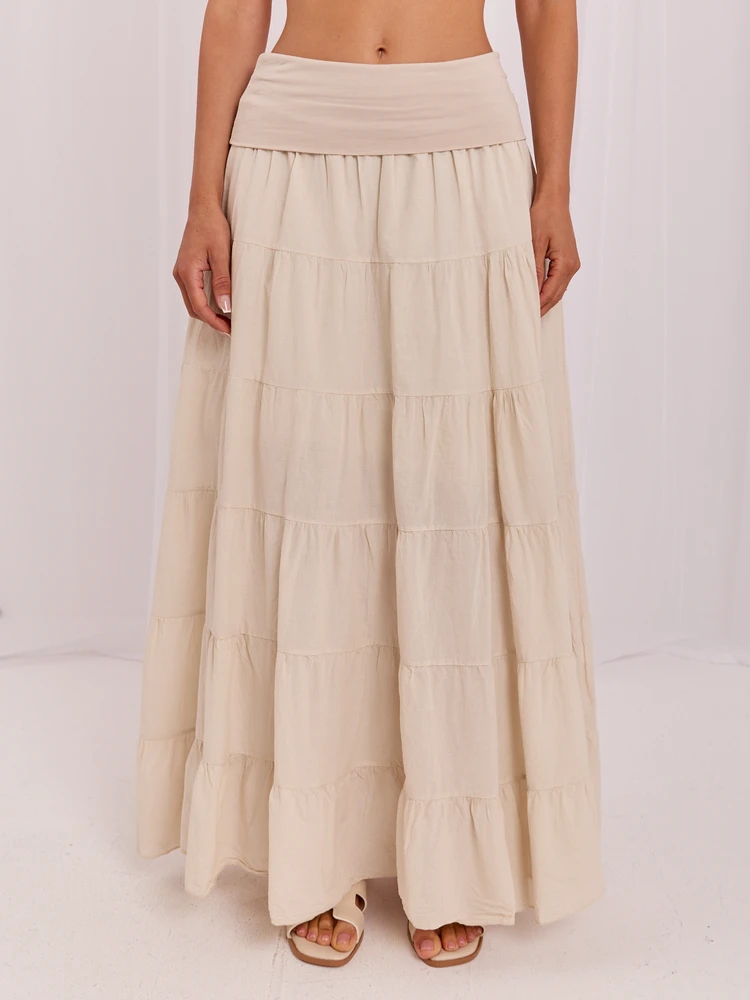 Italy Moda Spódnica-IT-SD-FL9357MSL.52-jasny smėlio spalva