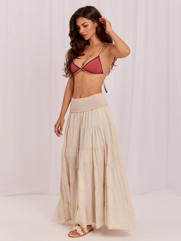 Italy Moda Spódnica-IT-SD-FL9357MSL.52-jasny smėlio spalva