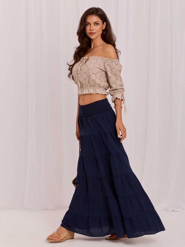 Italy Moda Spódnica-IT-SD-FL9357MSL.52-tamsiai mėlyna